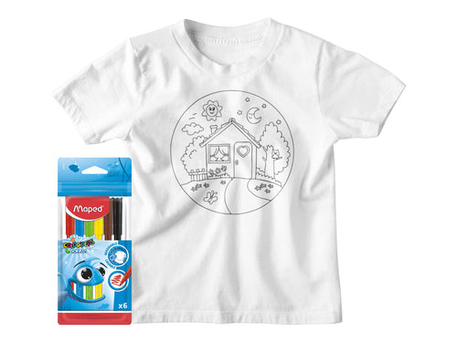 Детска тениска за оцветяване Къща с комплект текстилни маркери – Petriya’s Wonders