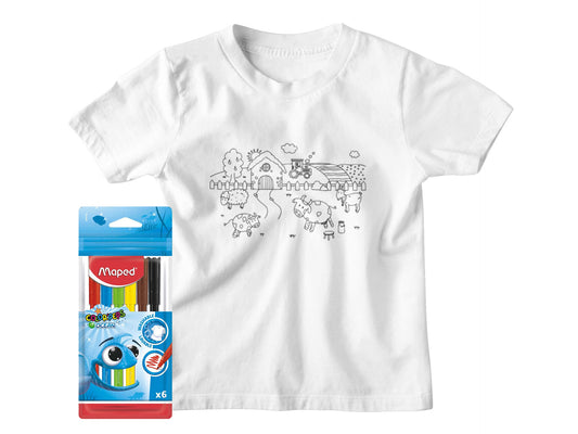 Детска тениска за оцветяване Животни с комплект текстилни маркери – Petriya’s Wonders