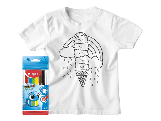 Детска тениска за оцветяване Сладолед с комплект текстилни маркери – Petriya’s Wonders