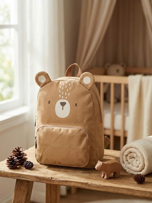 Детска раница Мече Wonder Bear кафява отпред за ясла