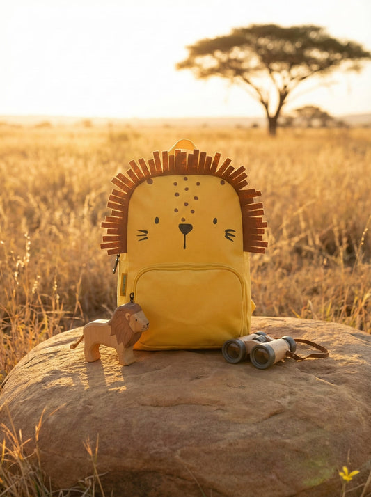 Детска раница Лъвче Wonder Lion жълта за момче и момиче отпред
