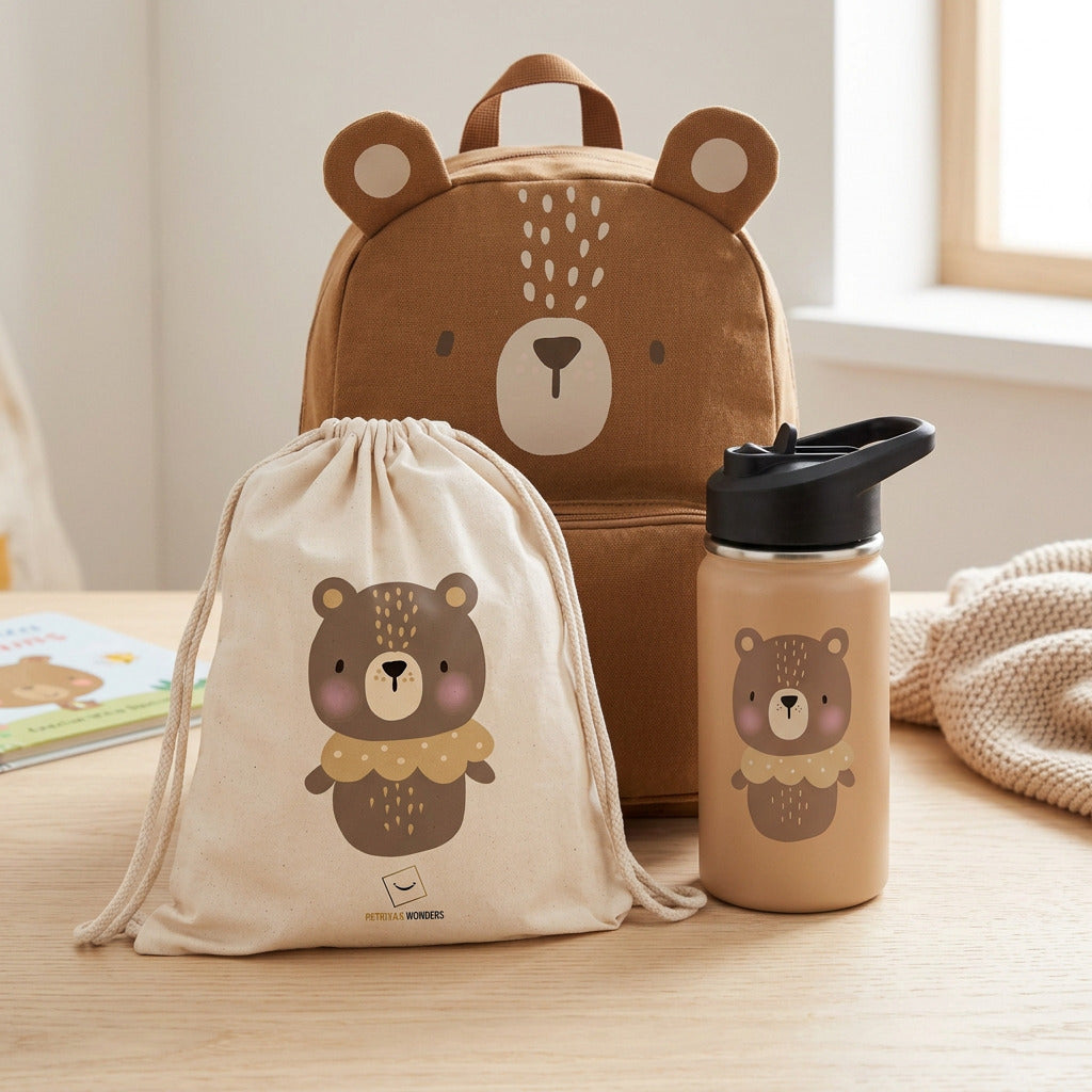 Комплект Wonder Bear – детска раница, термос и мешка