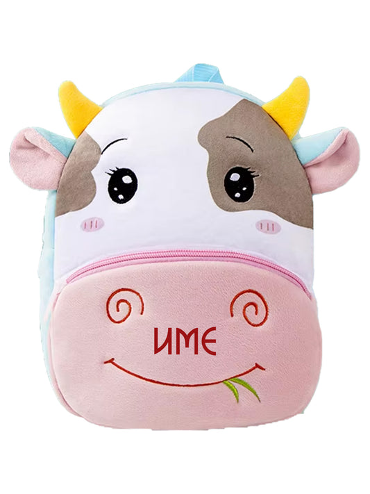 Персонализирана детска раница Крава Пастелка с 3D дизайн, ушички и бродирано име – Petriya’s Wonders